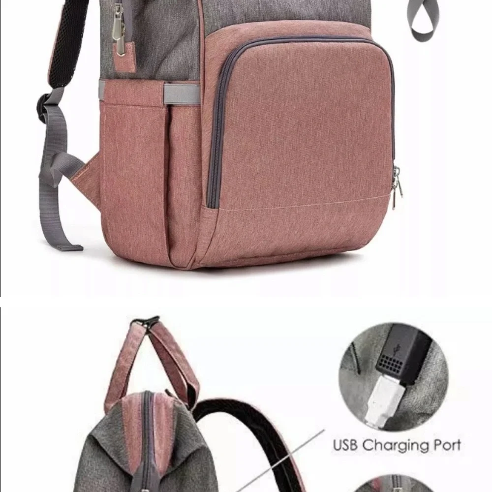 Upsimples Gray and‎ Pink Backpack diaper bag perfect condition